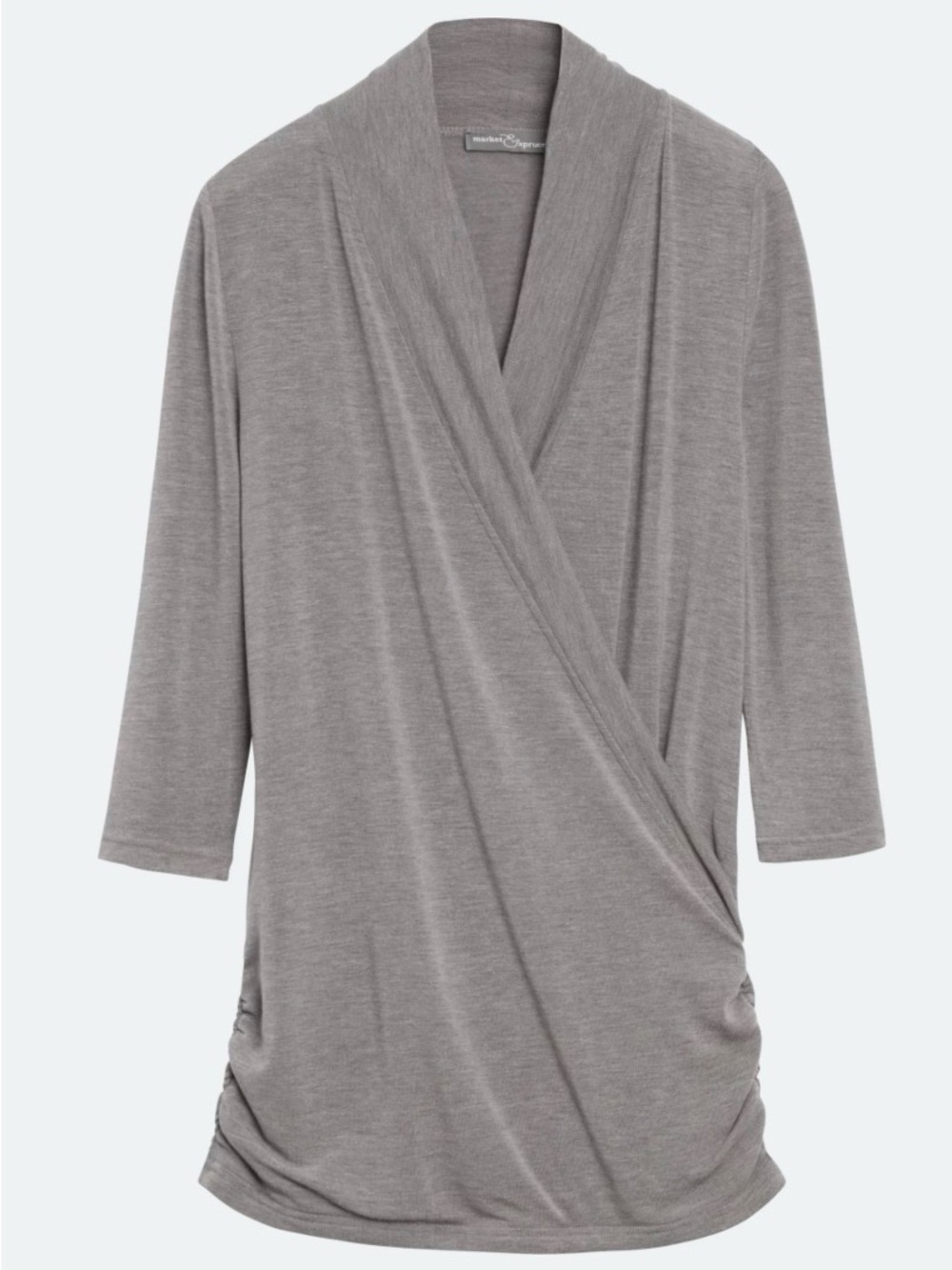 Market & Spruce Light Gray Henri Ruche Sides Knit Top